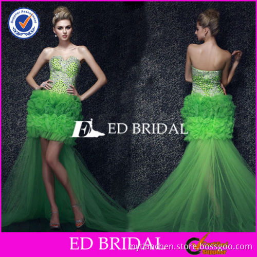 YW211 Sexy Front Short Long Back Heavy Beaded Open Back New Arrivals 2014 Long Evening Dresses